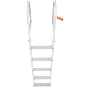 VEVOR Dock Ladder, Removable 5 Steps, 500 lbs Load Capacity, Aluminum Alloy Pontoon Boat Ladder with 3.1'' Wide Step & Nonslip Rubber Mat