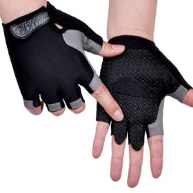 HOT Cycling Anti-slip Anti-sweat Men Women Half Finger Gloves Breathable Anti-shock Sports Gloves Bike Bicycle Glove (Color: Type A--Black, size: M)