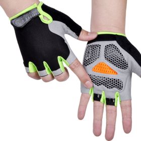 HOT Cycling Anti-slip Anti-sweat Men Women Half Finger Gloves Breathable Anti-shock Sports Gloves Bike Bicycle Glove (Color: Type B--Green, size: L)