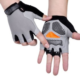 HOT Cycling Anti-slip Anti-sweat Men Women Half Finger Gloves Breathable Anti-shock Sports Gloves Bike Bicycle Glove (Color: Type B--Gray, size: S)