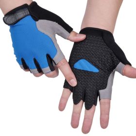 HOT Cycling Anti-slip Anti-sweat Men Women Half Finger Gloves Breathable Anti-shock Sports Gloves Bike Bicycle Glove (Color: Type A--Blue1, size: XL)