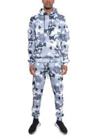FULL CAMO HOODIE COTTON SWEAT SET (Color: Gray, size: L)