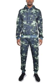 FULL CAMO HOODIE COTTON SWEAT SET (Color: OLIVE, size: 3XL)