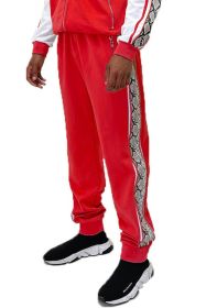 Weiv Mens Snake Side Tape Jogger Pants (Color: Red, size: M)