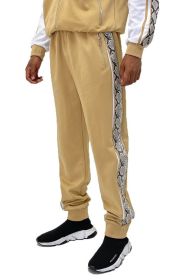 Weiv Mens Snake Side Tape Jogger Pants (Color: KHAKI, size: S)