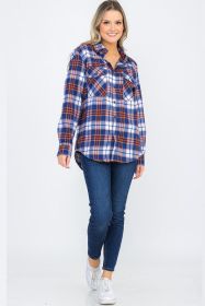 Womens Boyfriend Flannel Shirt S-L ONLY (Color: 104 BLUE GOLD, size: S)