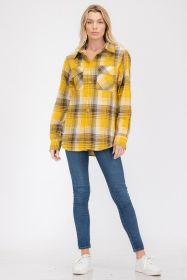 Womens Boyfriend Flannel Shirt S-L ONLY (Color: 102 YELLOW BROWN, size: L)