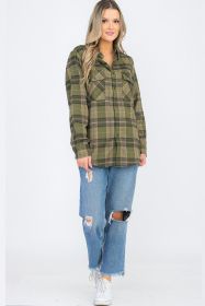 Womens Boyfriend Flannel Shirt S-L ONLY (Color: 102 OLIVE SAND, size: S)