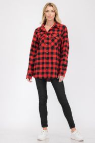 Womens Boyfriend Flannel Shirt S-L ONLY (Color: 101 BLACK RED, size: S)