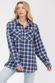 Womens Boyfriend Flannel Shirt S-L ONLY (Color: 103 BLUE BLACK, size: S)