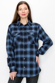 Womens Boyfriend Flannel Shirt S-L ONLY (Color: 102 NAVY SKY, size: S)