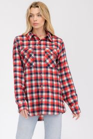 Womens Boyfriend Flannel Shirt S-L ONLY (Color: 103 RED BLACK, size: S)