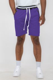 Weiv Mens French Terry Sweat Short (Color: Purple, size: 3XL)