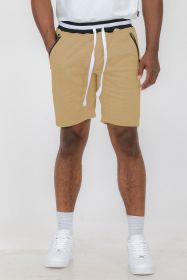 Weiv Mens French Terry Sweat Short (Color: KHAKI, size: S)