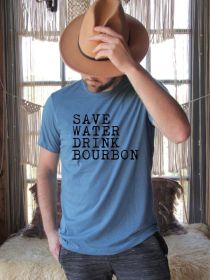 Save Water Drink Bourbon Mens Tee (Color: Heather Deep Teal, size: L)