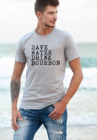 Save Water Drink Bourbon Mens Tee (Color: Oxford Grey, size: XL)