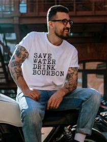 Save Water Drink Bourbon Mens Tee (Color: White, size: L)