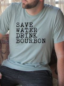 Save Water Drink Bourbon Mens Tee (Color: Prism Dusty Blue, size: S)